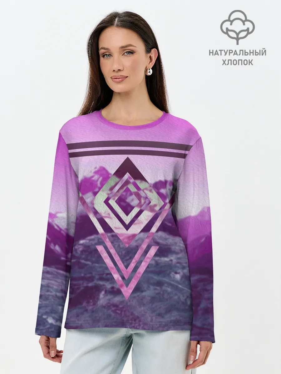 Лонгслив женский. Хлопок / ИЗУМРУД