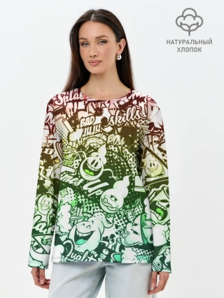 Лонгслив женский. Хлопок / Граффити