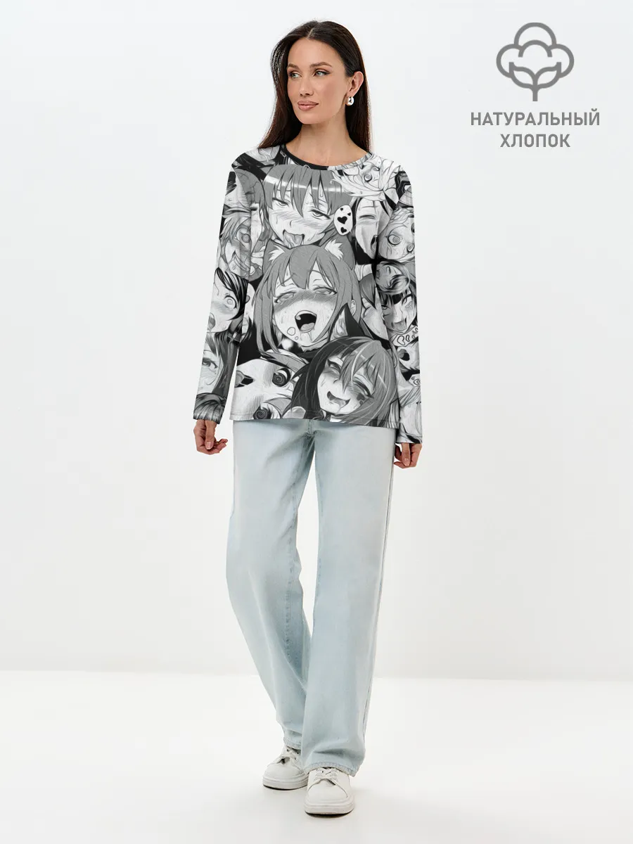 Лонгслив женский. Хлопок / AHEGAO monochrome