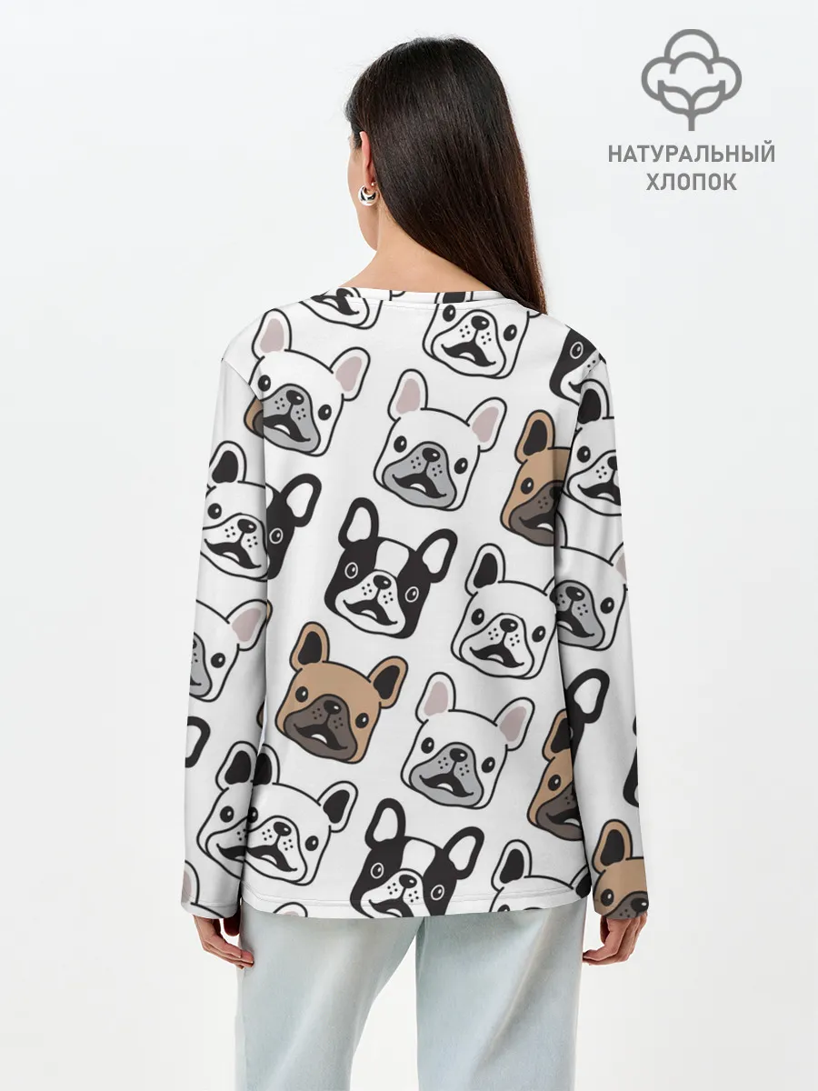 Лонгслив женский. Хлопок / БОСТОН ТЕРЬЕР | BOSTON TERRIER