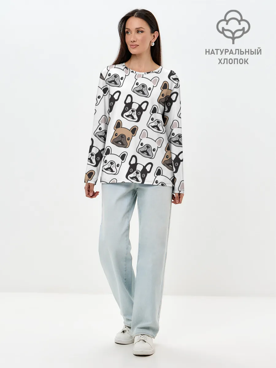 Лонгслив женский. Хлопок / БОСТОН ТЕРЬЕР | BOSTON TERRIER