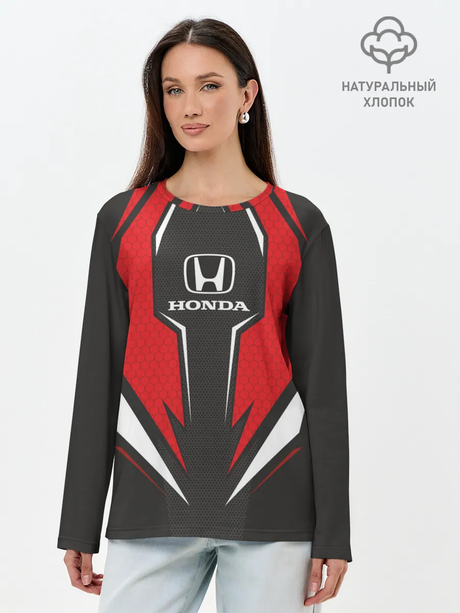 Лонгслив женский. Хлопок / Honda Driver team Red