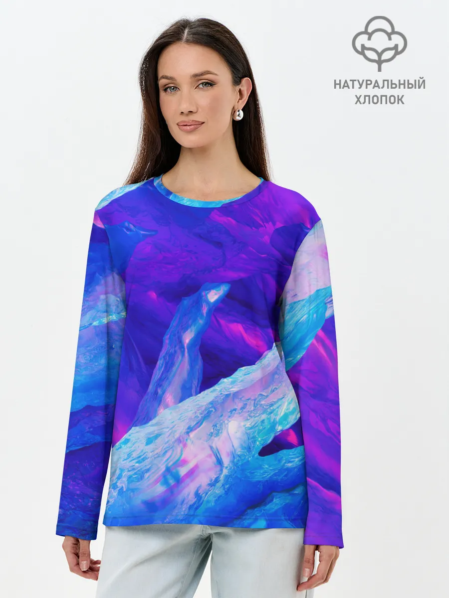 Лонгслив женский. Хлопок / ЛЕДЯНОЙ НЕОН