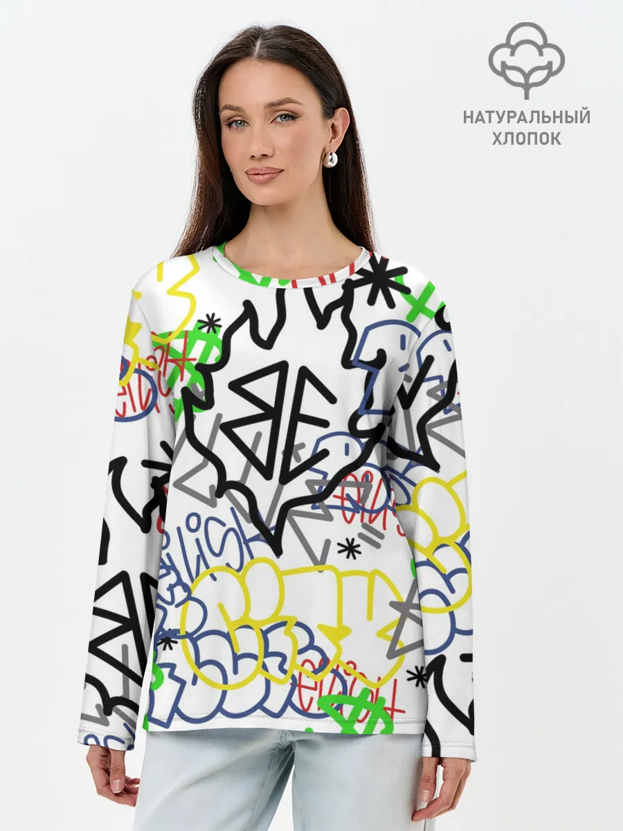 Лонгслив женский. Хлопок / BILLIE EILISH GRAFFITI