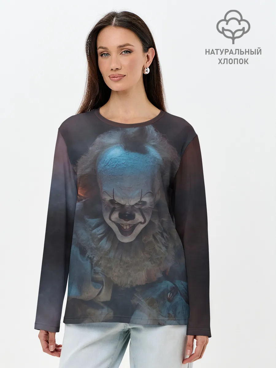 Лонгслив женский. Хлопок / Evil Pennywise