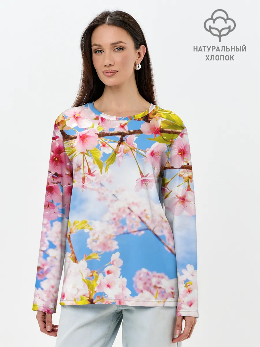 Лонгслив женский. Хлопок / Сакура