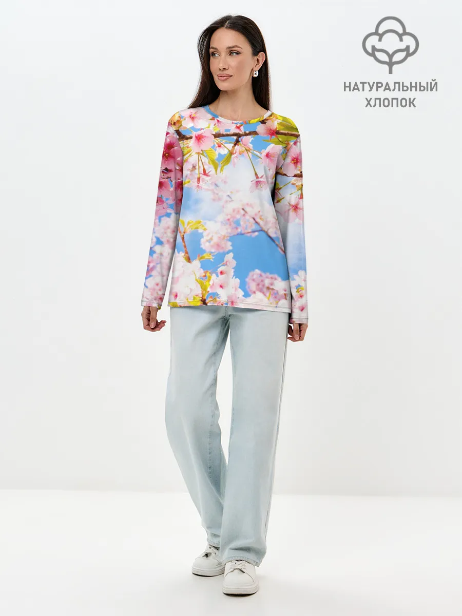 Лонгслив женский. Хлопок / Сакура