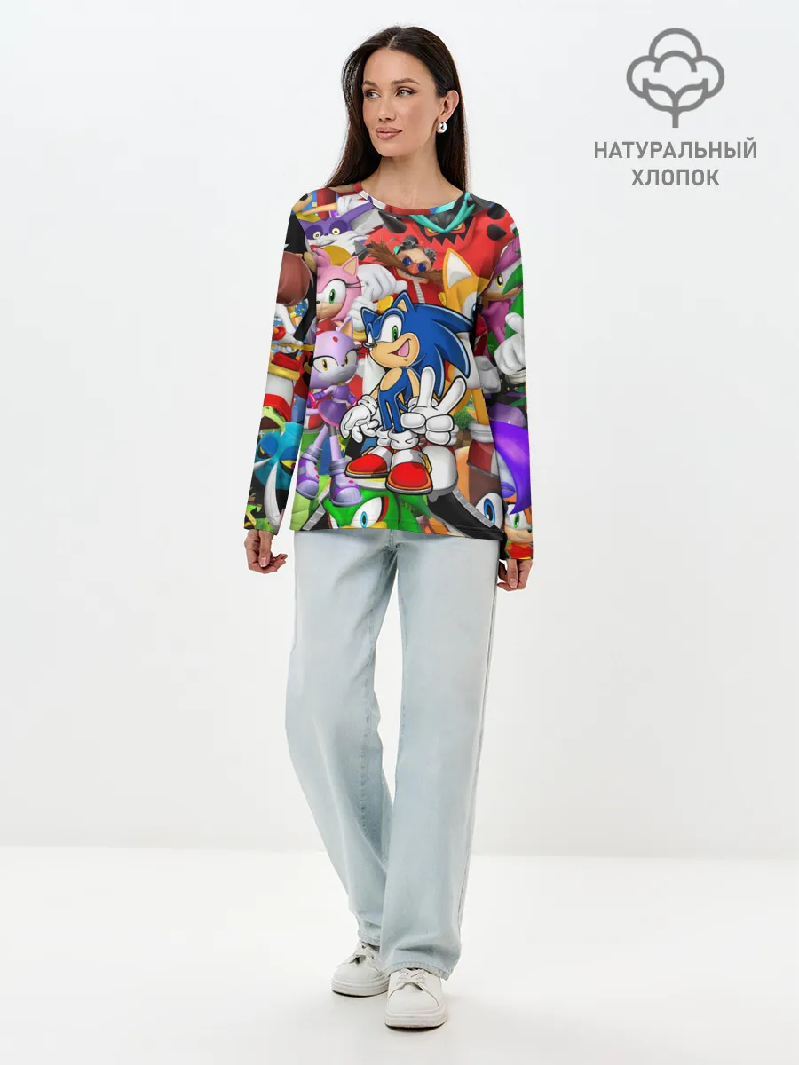 Лонгслив женский. Хлопок / Sonic ПЕРСОНАЖИ
