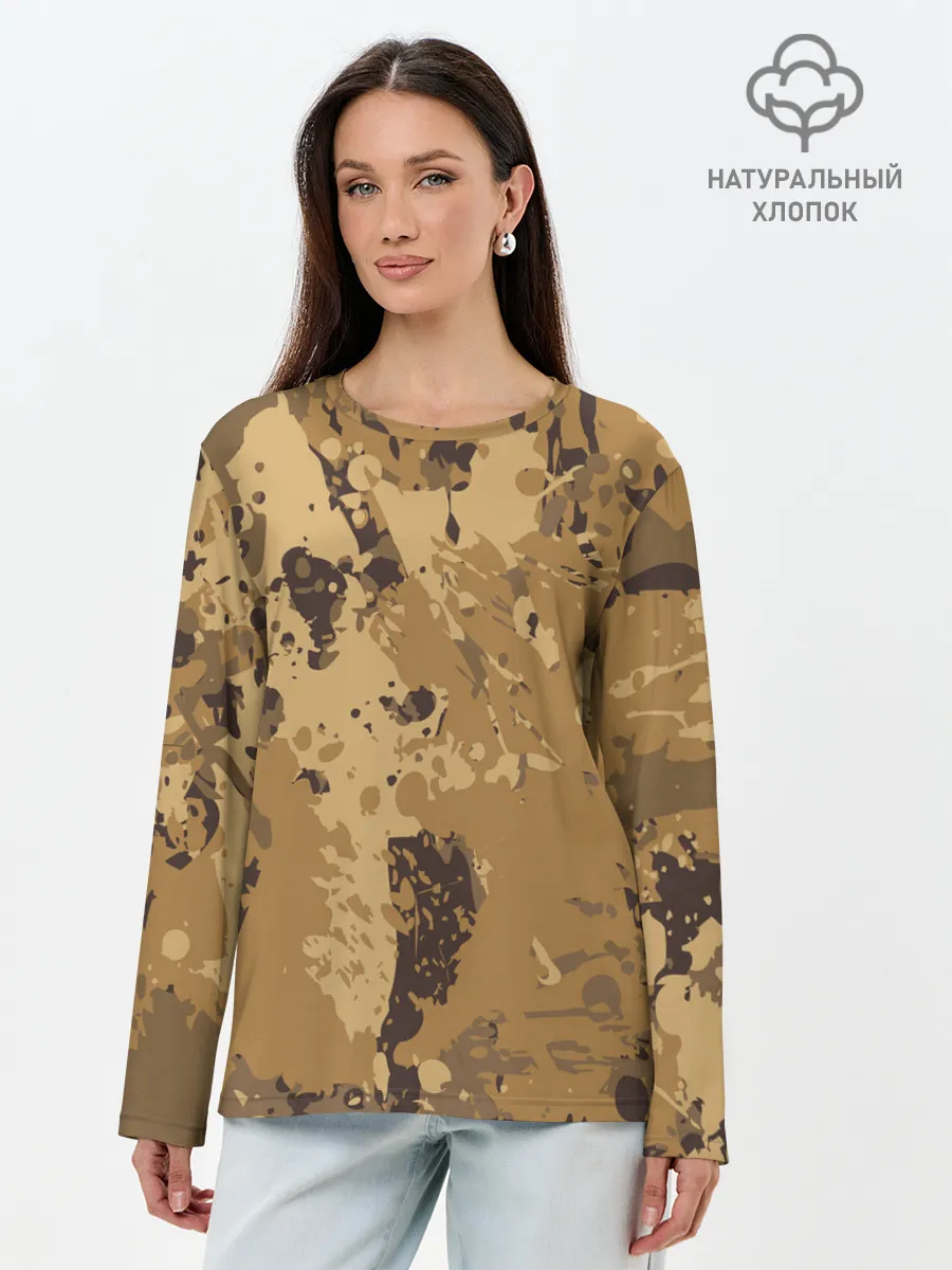 Лонгслив женский. Хлопок / КАМУФЛЯЖ BLUE