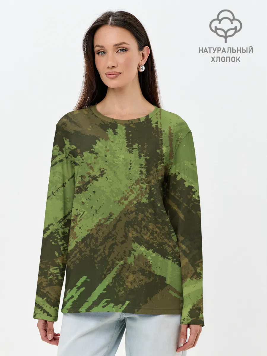 Лонгслив женский. Хлопок / КАМУФЛЯЖ BROWN