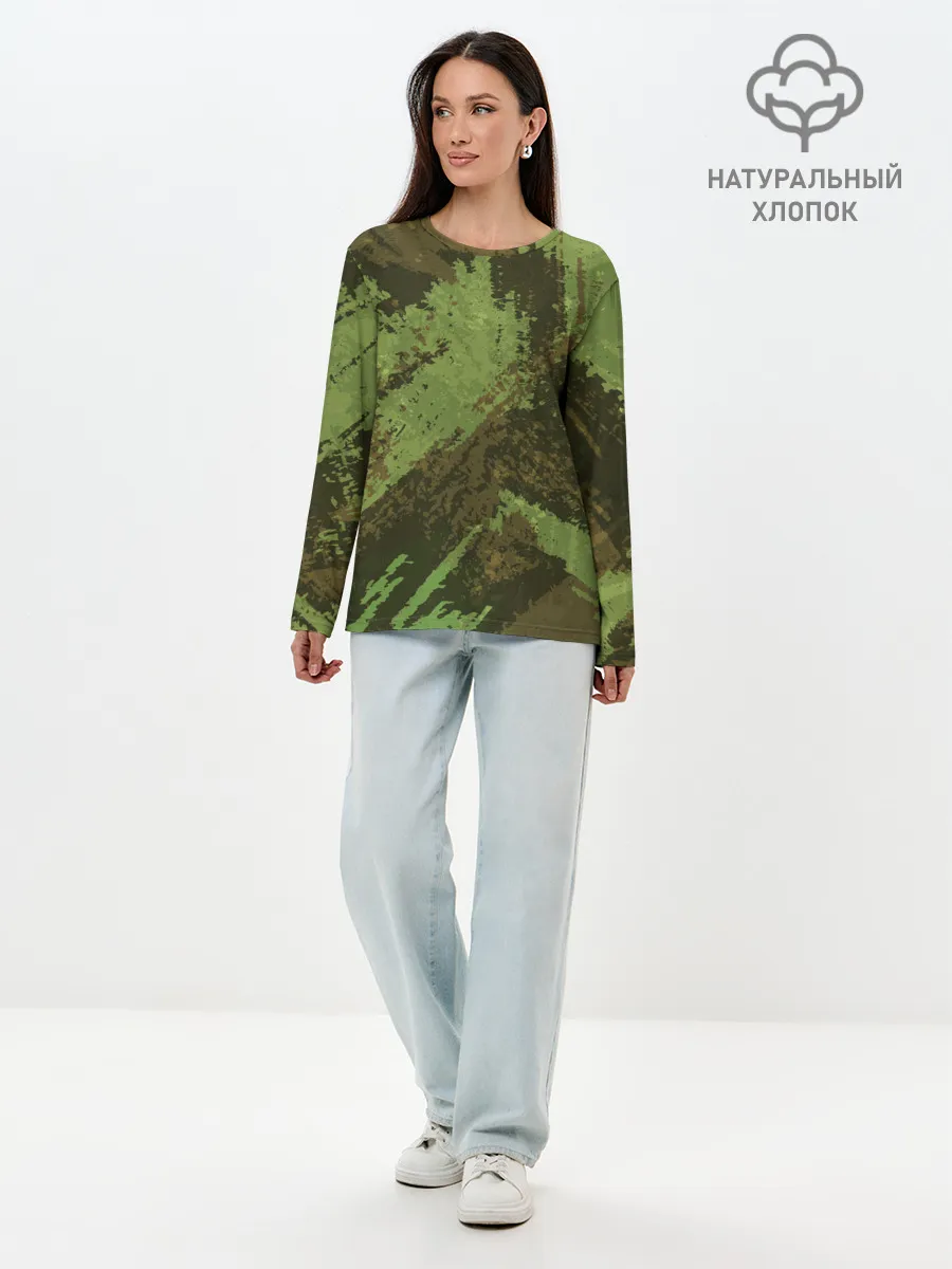 Лонгслив женский. Хлопок / КАМУФЛЯЖ BROWN