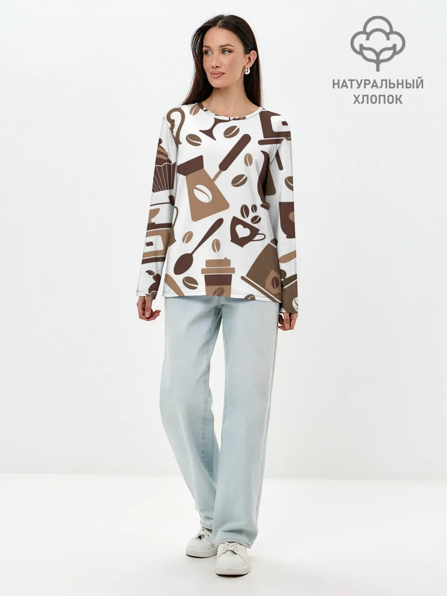Лонгслив женский. Хлопок / coffee