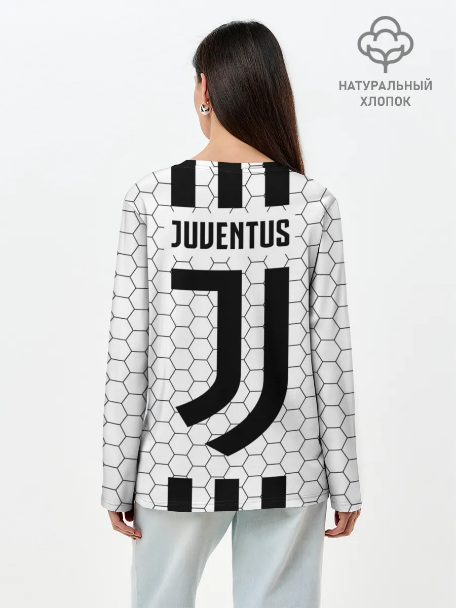 Лонгслив женский. Хлопок / Ювентус в сетку