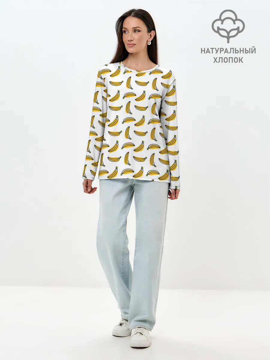 Лонгслив женский. Хлопок / Бананы
