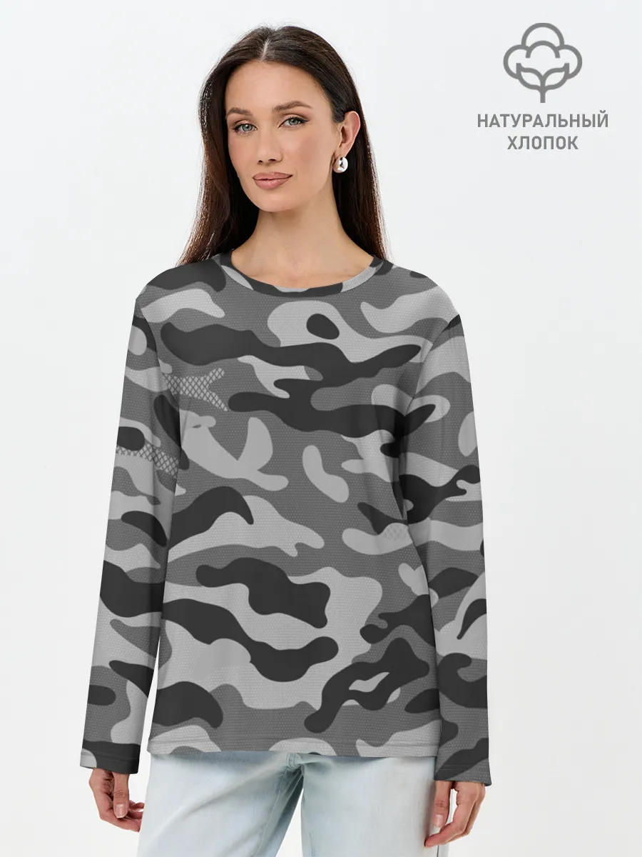 Лонгслив женский. Хлопок / КАМУФЛЯЖ GRAY