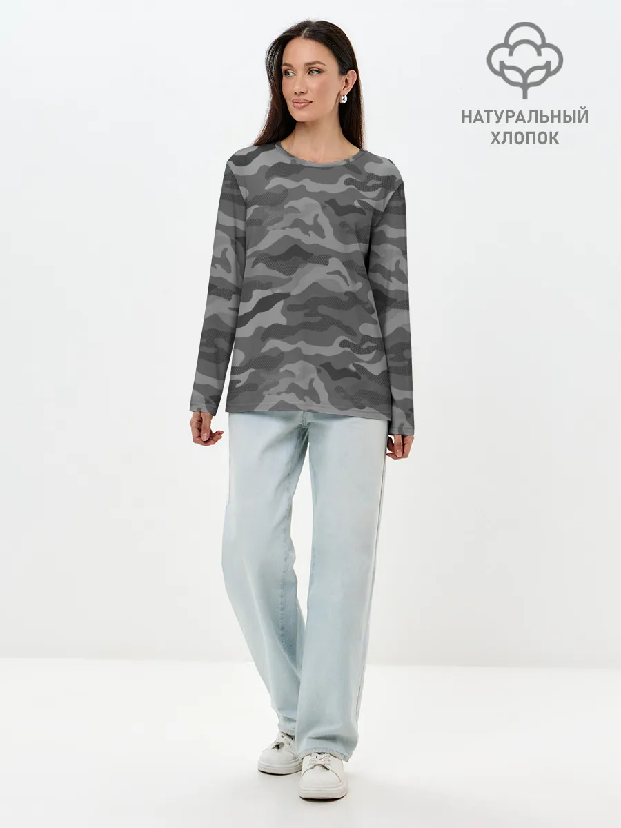Лонгслив женский. Хлопок / КАМУФЛЯЖ GREY