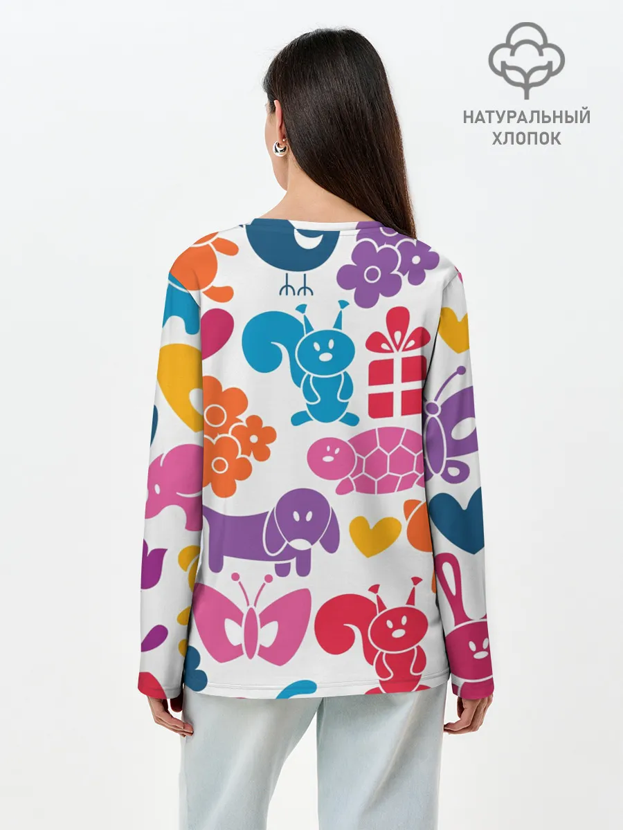 Лонгслив женский. Хлопок / Звери, детская