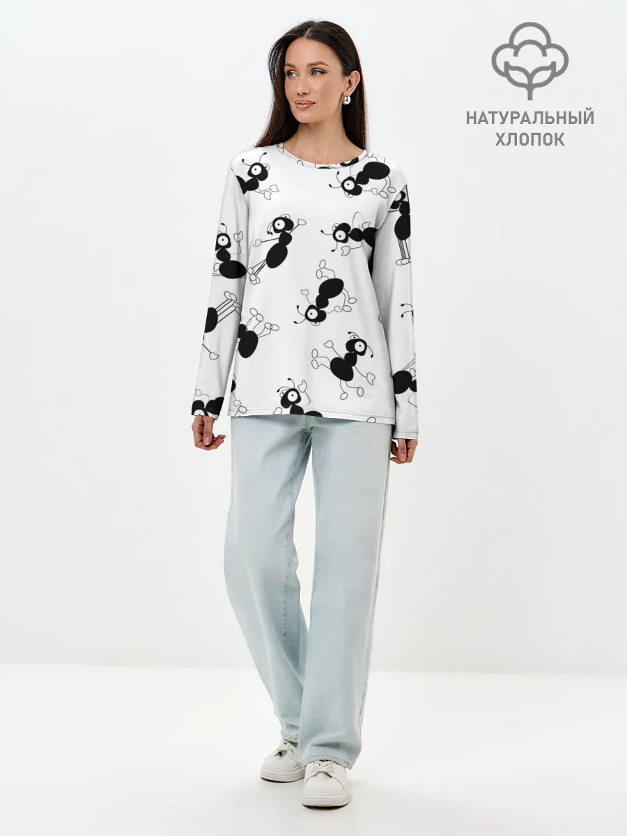 Лонгслив женский. Хлопок / Муравьи