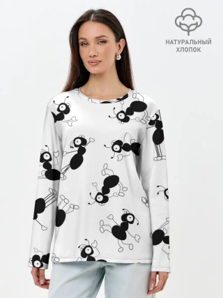 Лонгслив женский. Хлопок / Муравьи