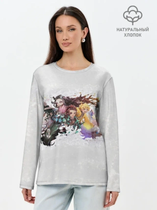 Лонгслив женский. Хлопок / Клинок рассекающий демонов