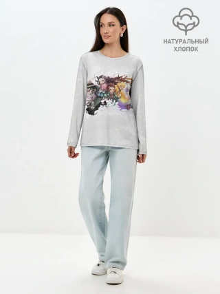 Лонгслив женский. Хлопок / Клинок рассекающий демонов