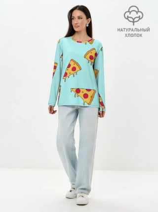 Лонгслив женский. Хлопок / Ароматная пицца