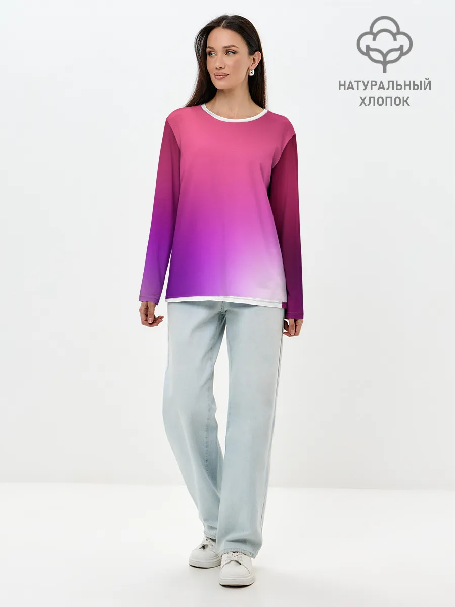 Лонгслив женский. Хлопок / Нежный цвет