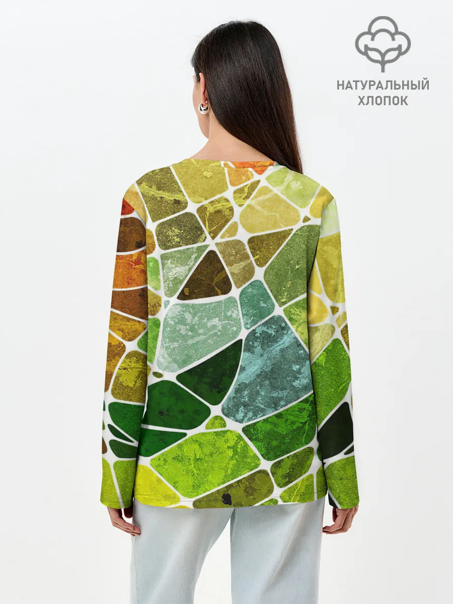 Лонгслив женский. Хлопок / Мозаика
