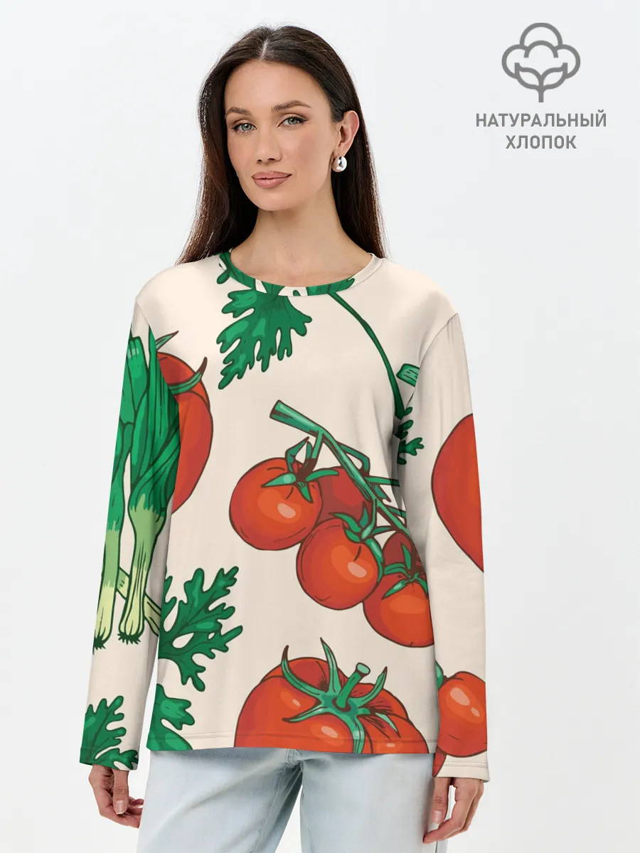 Лонгслив женский. Хлопок / Летние овощи