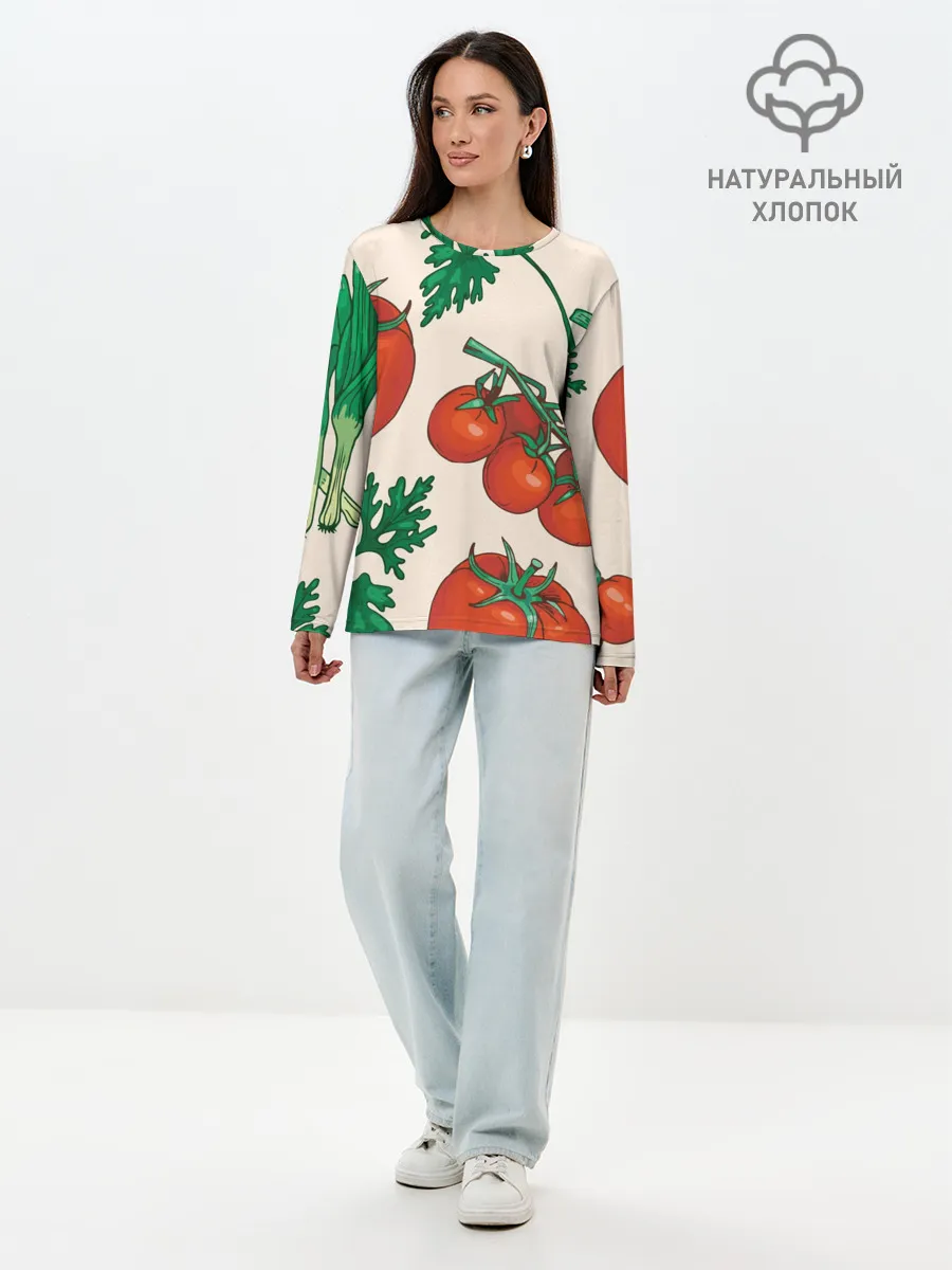 Лонгслив женский. Хлопок / Летние овощи