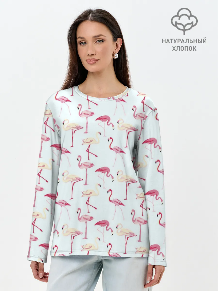 Лонгслив женский. Хлопок / Фламинго