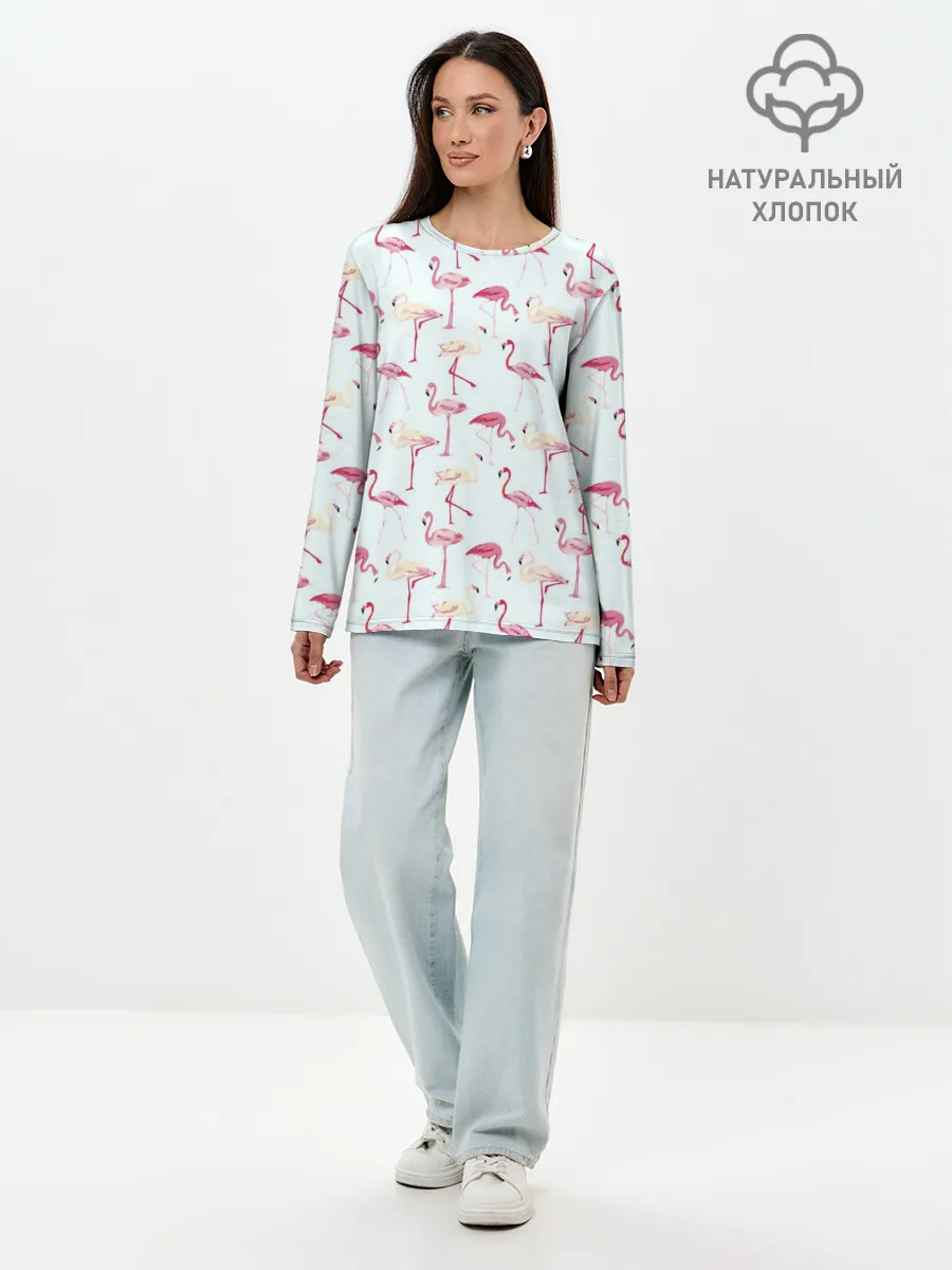 Лонгслив женский. Хлопок / Фламинго