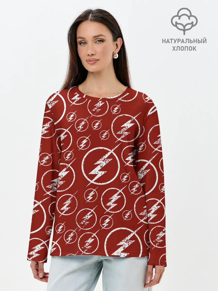 Лонгслив женский. Хлопок / The Flash Logo Pattern