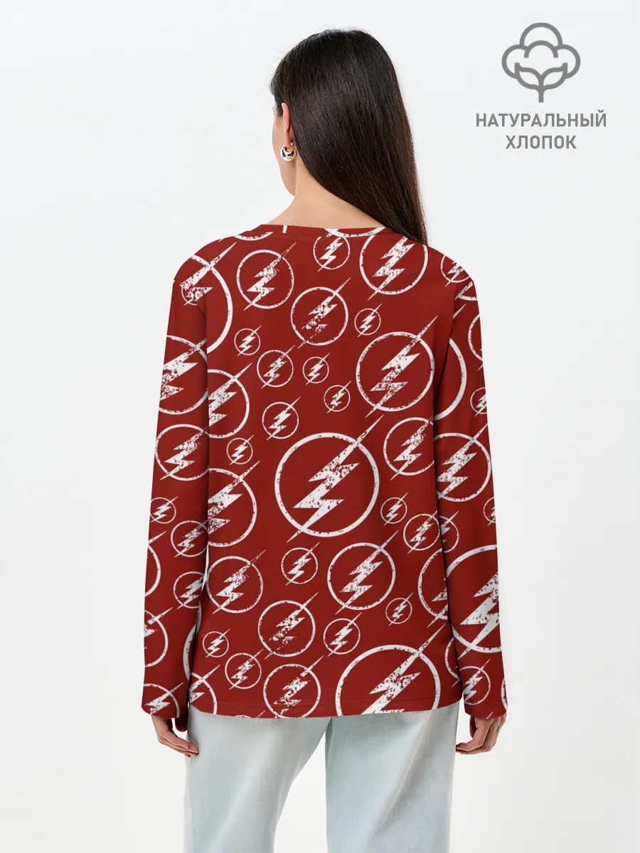 Лонгслив женский. Хлопок / The Flash Logo Pattern