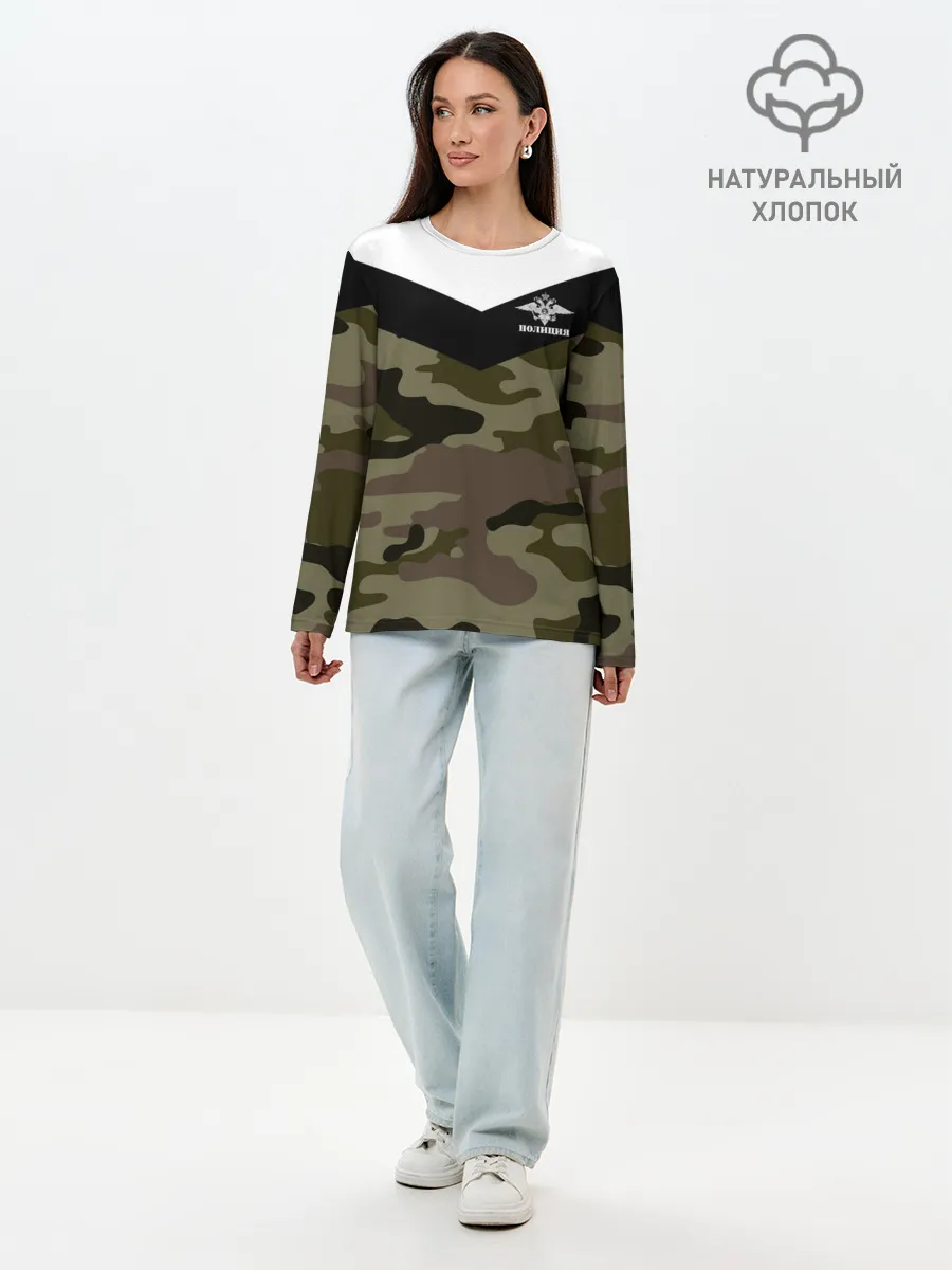 Лонгслив женский. Хлопок / Полиция