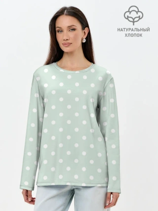 Лонгслив женский. Хлопок / белый горох