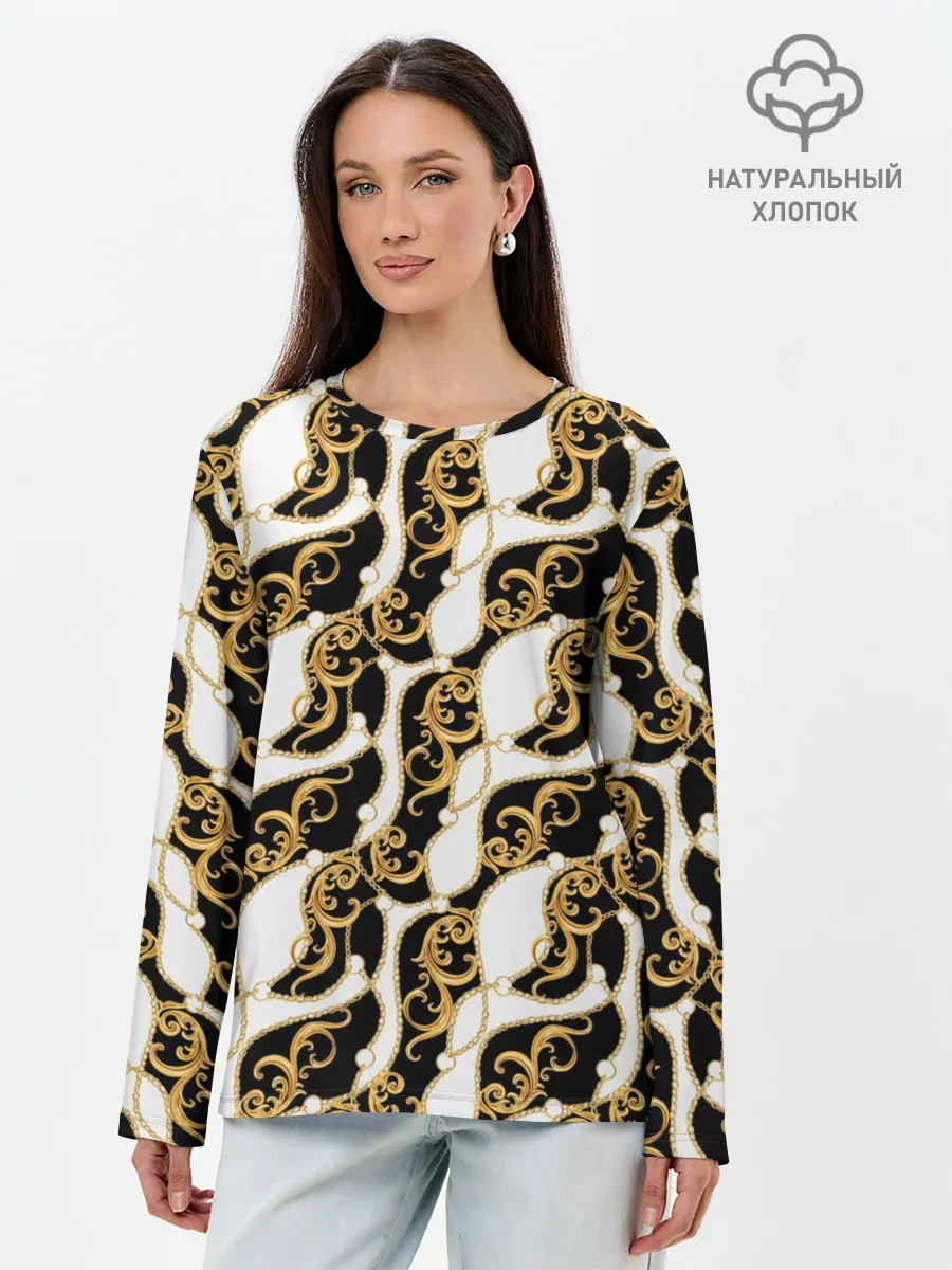 Лонгслив женский. Хлопок / Волновая вьюга