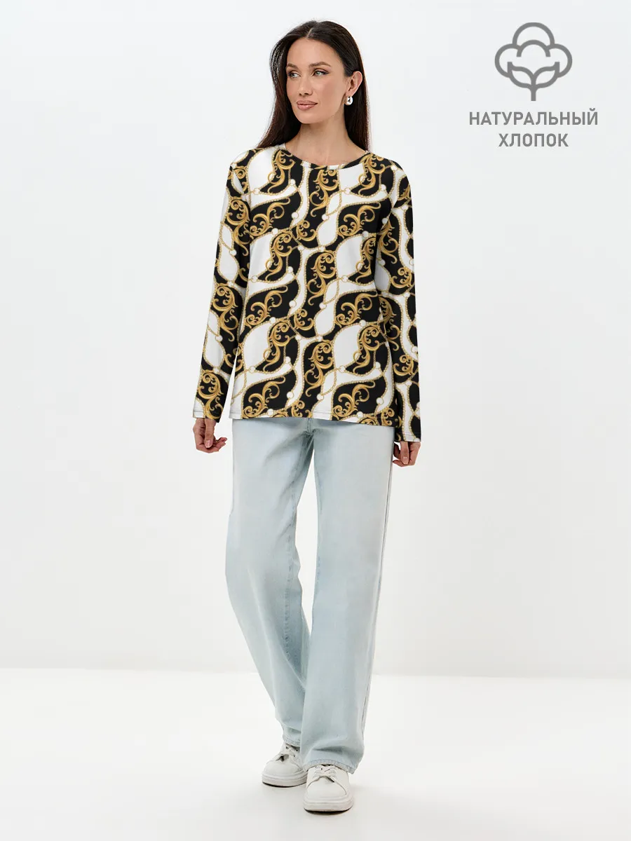 Лонгслив женский. Хлопок / Волновая вьюга