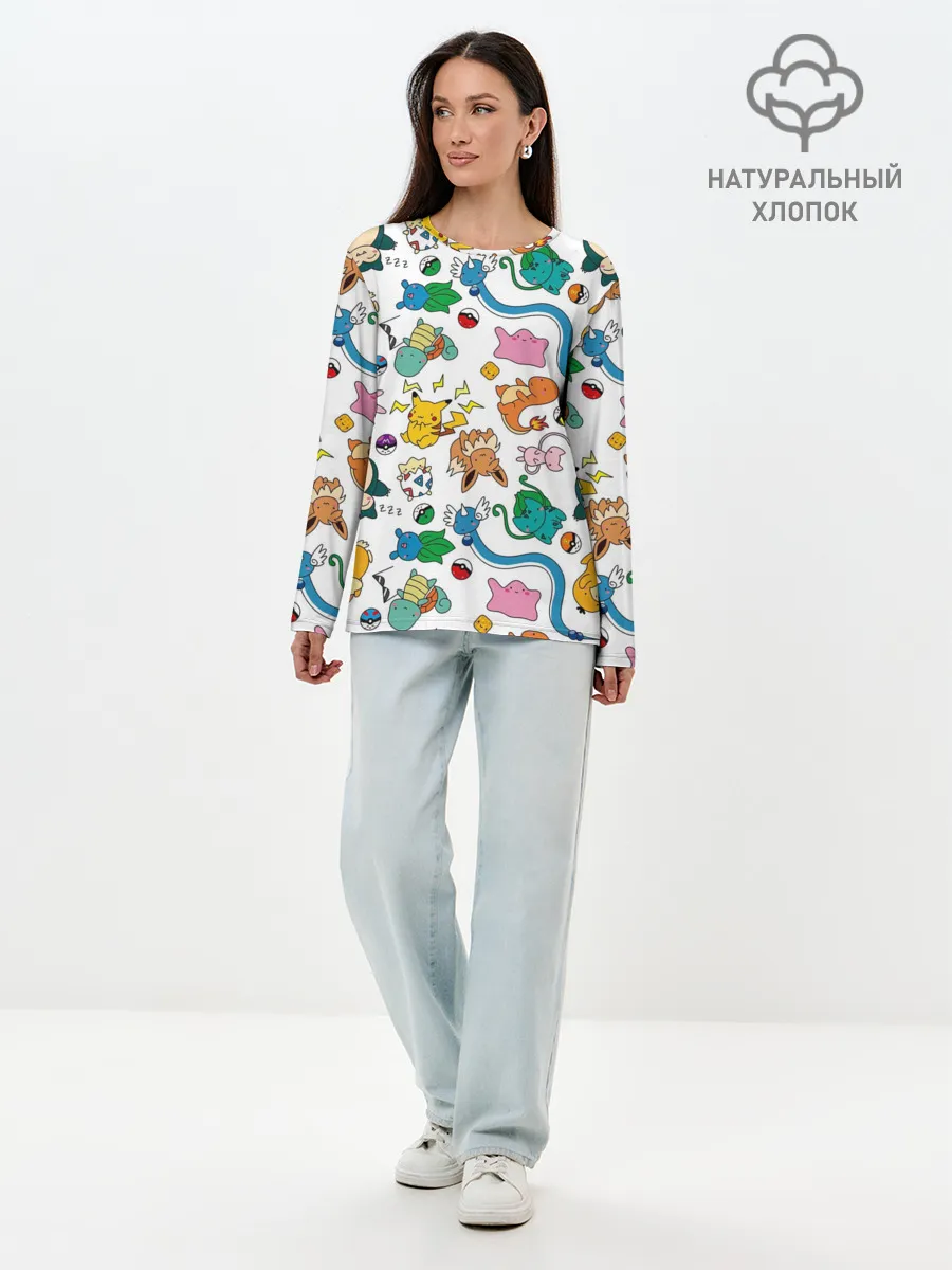 Лонгслив женский. Хлопок / ПОКЕМОНЫ