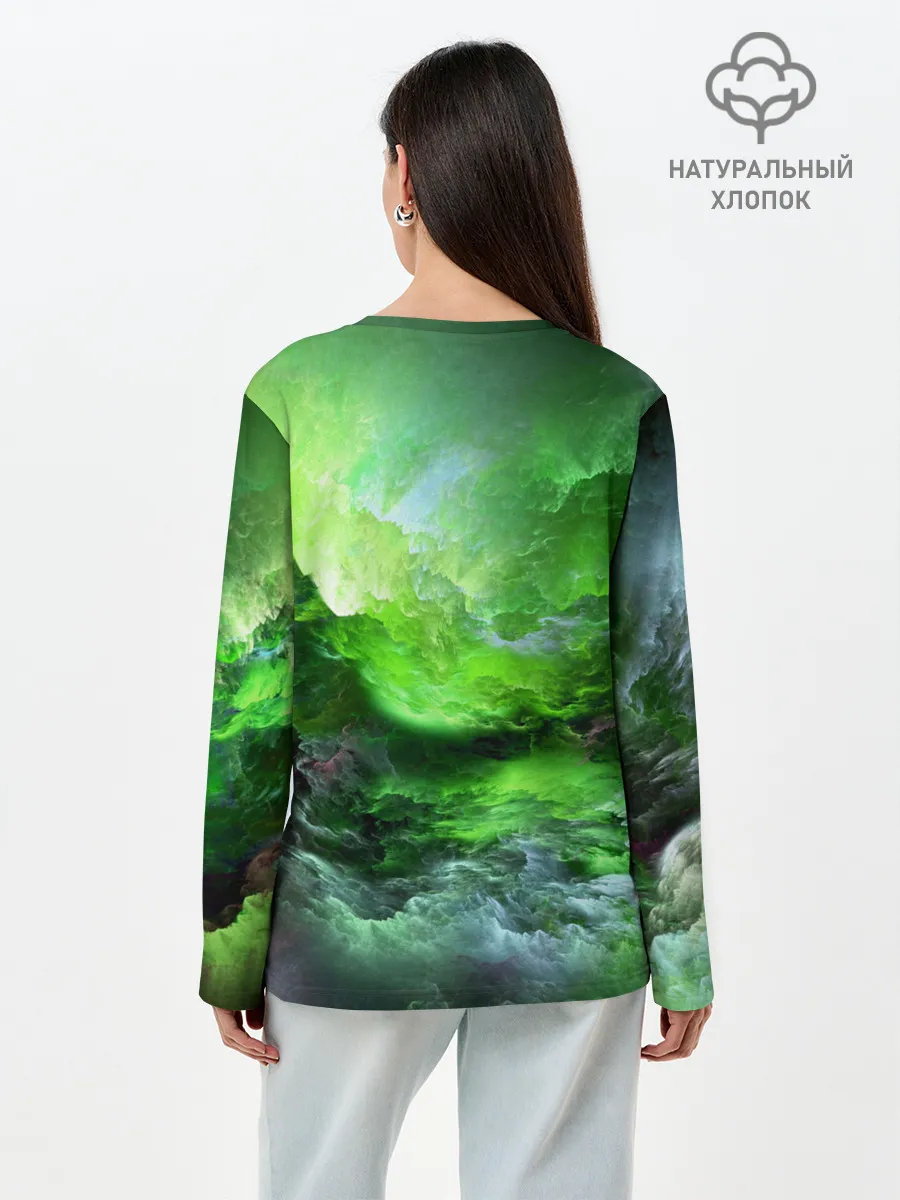 Лонгслив женский. Хлопок / GREEN SPACE | ЗЕЛЁНЫЙ КОСМОС