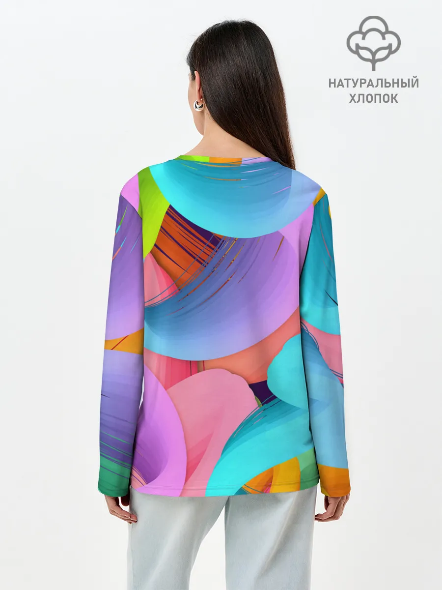 Лонгслив женский. Хлопок / абстракция