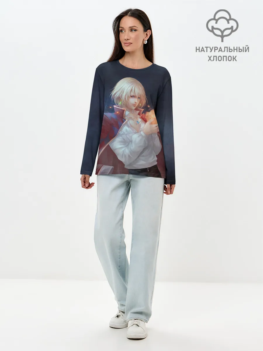 Лонгслив женский. Хлопок / Хаул и Кальцифер