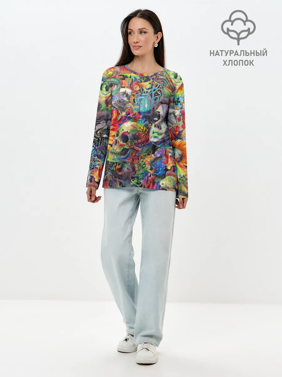 Лонгслив женский. Хлопок / Психоделическое искусство
