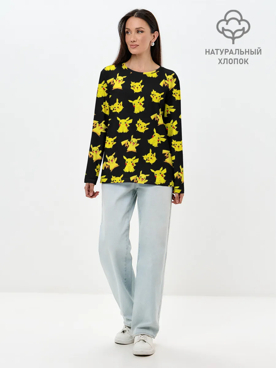Лонгслив женский. Хлопок / ПИКАЧУ