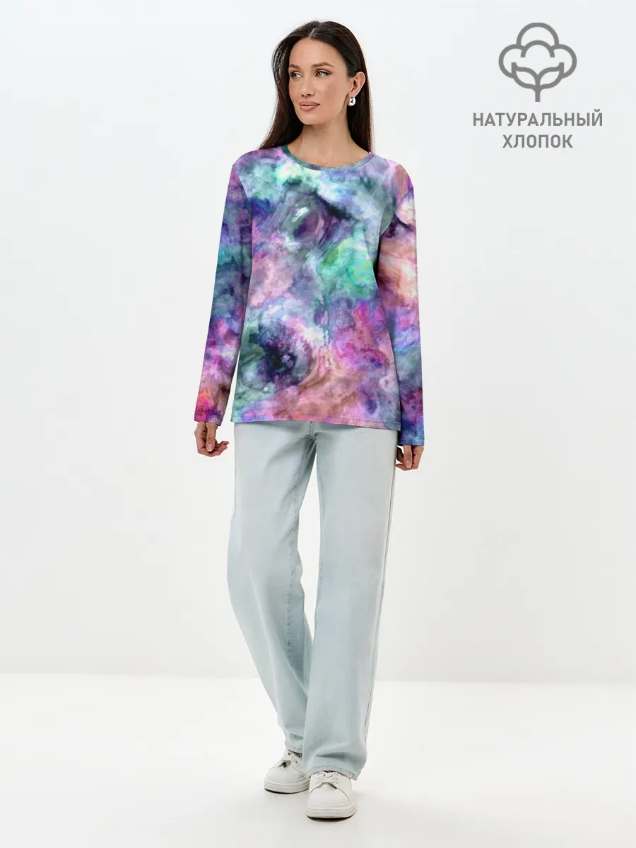 Лонгслив женский. Хлопок / Color splashes