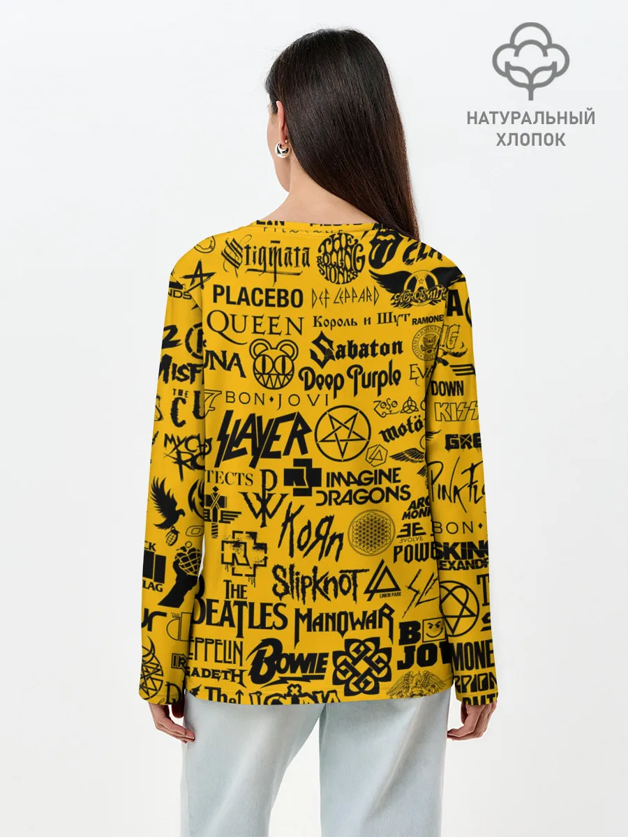 Лонгслив женский. Хлопок / ЛОГОТИПЫ РОК ГРУПП