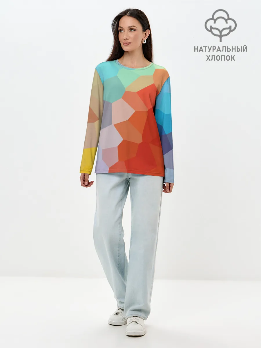 Лонгслив женский. Хлопок / Пикси кристаллы
