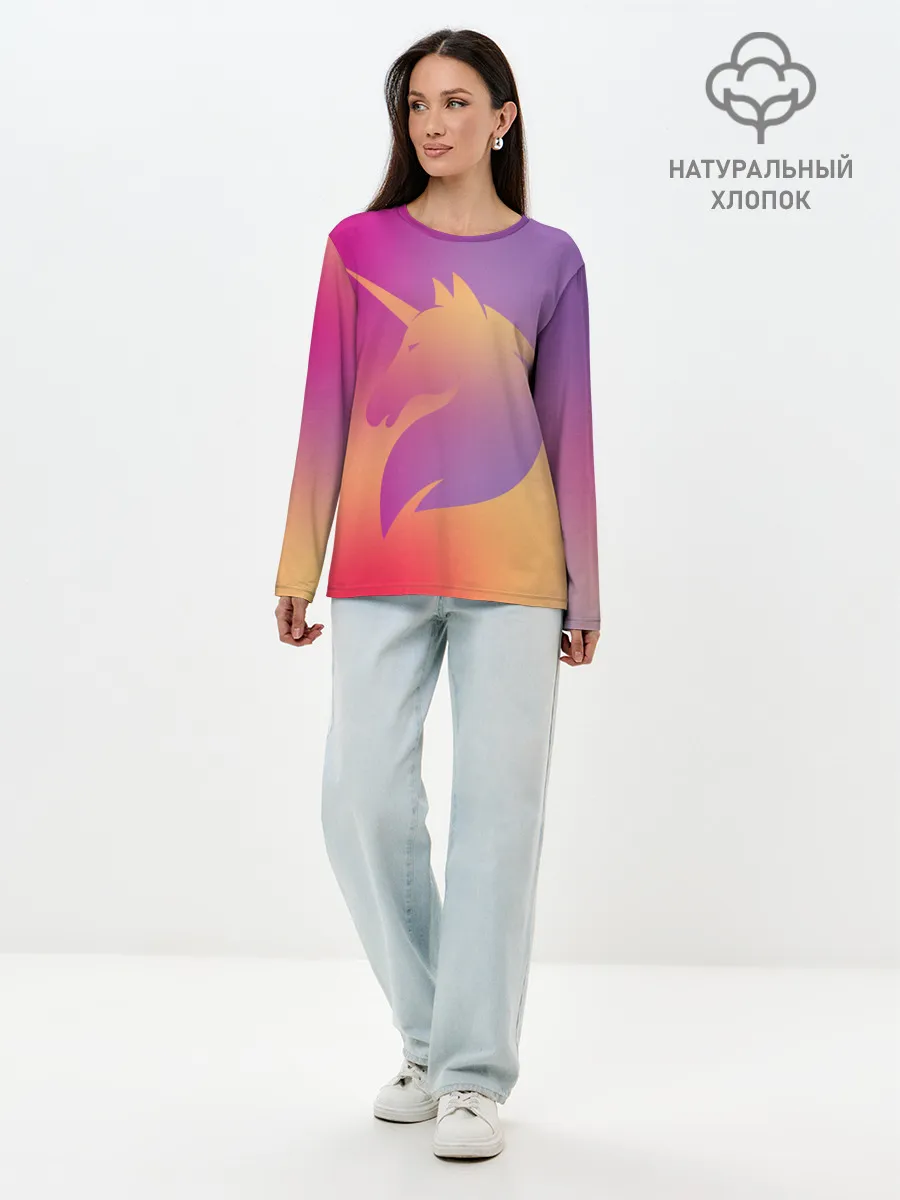Лонгслив женский. Хлопок / Unicorn gradient