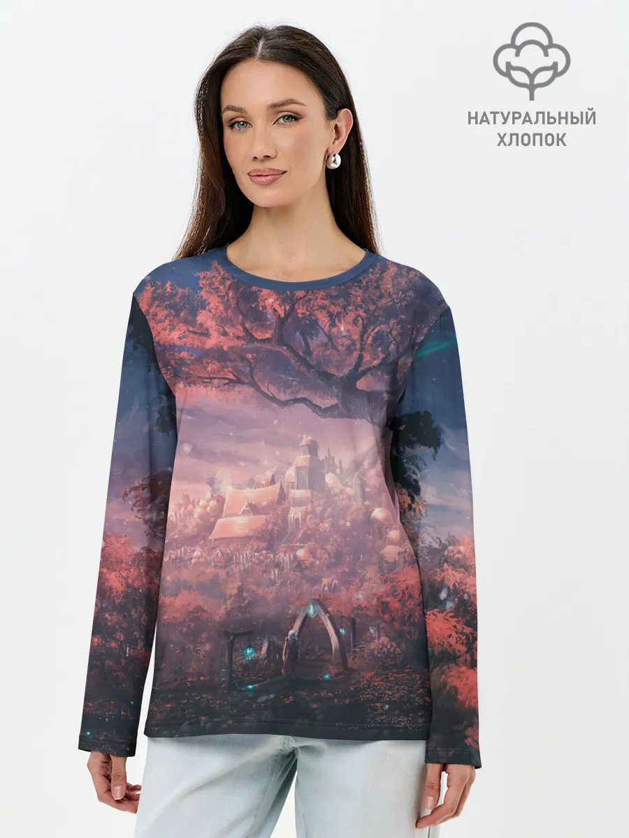 Лонгслив женский. Хлопок / Anime art tree