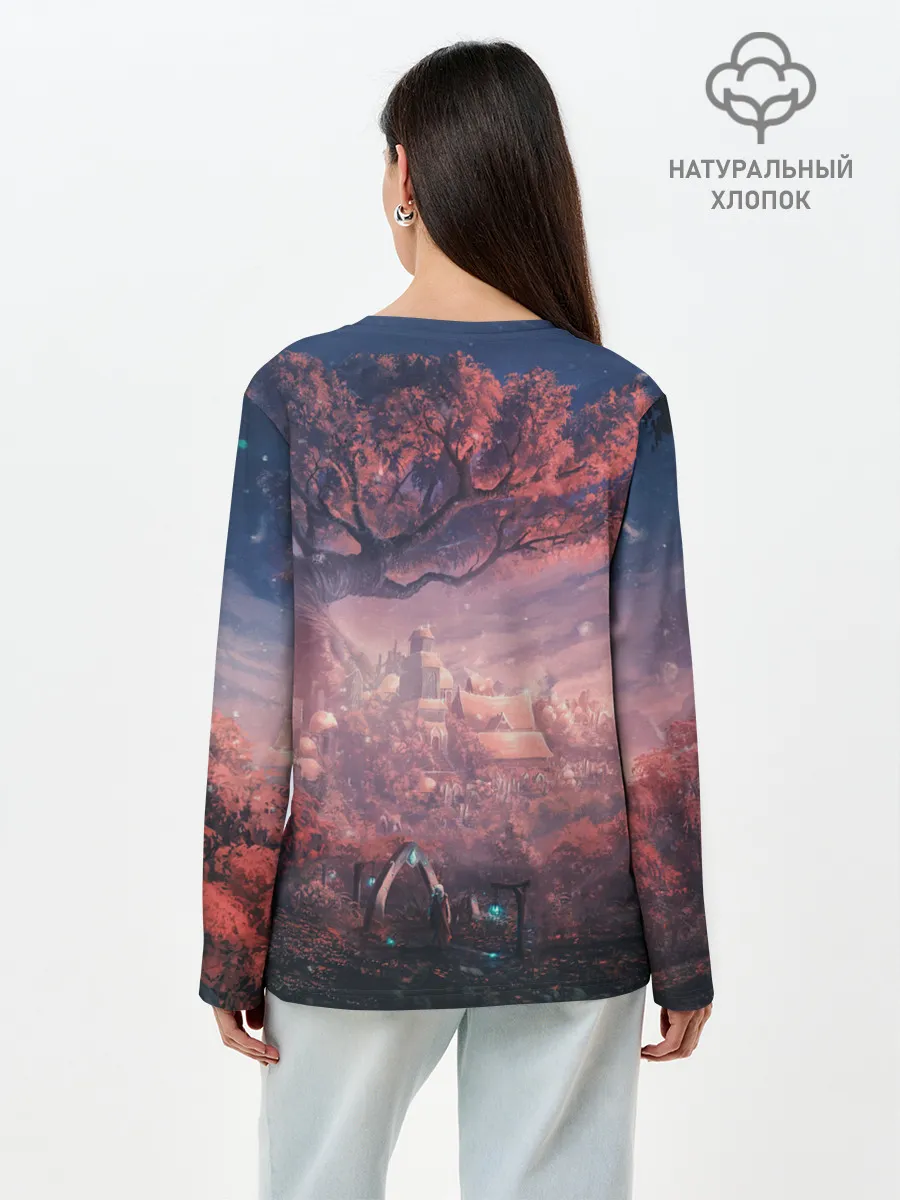 Лонгслив женский. Хлопок / Anime art tree
